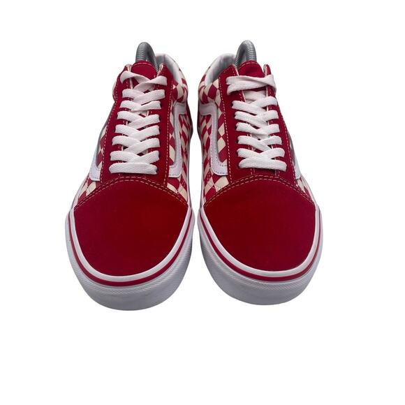 VANS Old Skool Low Checkerboard Lace Up Racing Red White Mens 7.5 Womens 9 - Picture 3 of 8